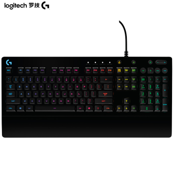 罗技（G）G213键盘 RGB背光键盘 机械手感 吃鸡键盘 掌托 有线键盘 电竞游戏键盘 全尺寸104键 黑色